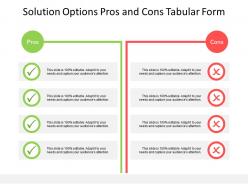 Solution Options Pros And Cons Tabular Form