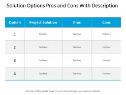 Solution options pros and cons with description
