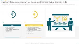 Solution Recommendation For Common Business Cyber Security Risks