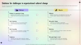 Solutions For Challenges In Organizational Cultural Change