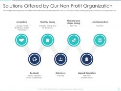Solutions offered by our non profit organization charitable investment deck