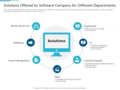 Solutions offered by software company for different departments it services investor funding elevator