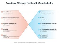 Solutions offerings for health care industry