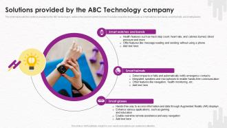 Solutions Provided By The ABC Technology Company Wearable Technology Fundraising Pitch Deck