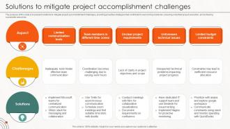 Solutions To Mitigate Project Accomplishment Challenges