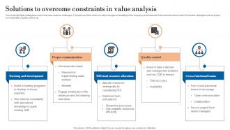 Solutions To Overcome Constraints In Value Analysis