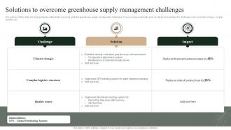 Solutions To Overcome Greenhouse Supply Management Challenges Ppt Sample