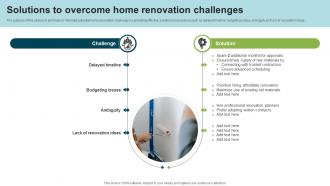 Solutions To Overcome Home Renovation Challenges PPT Template