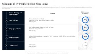 Solutions To Overcome Mobile SEO Issues Conducting Mobile SEO Audit To Understand