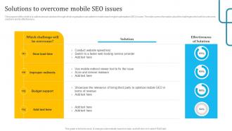 Solutions To Overcome Mobile Seo Issues Seo Techniques To Improve Mobile Conversions And Website Speed