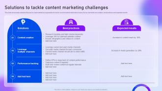 Solutions To Tackle Content Marketing Challenges Content Distribution Marketing Plan