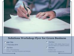 Solutions workshop flyer for green business