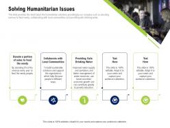 Solving humanitarian issues company culture and beliefs ppt icons