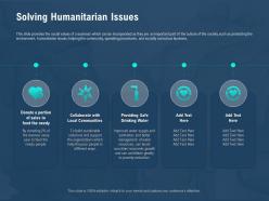 Solving humanitarian issues donate sales ppt powerpoint presentation summary deck