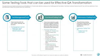 Some testing tools qa transformation improved product quality user satisfaction