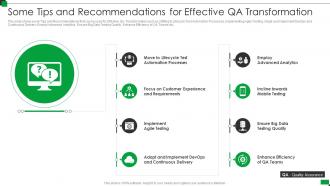 Some tips and recommendations for effective qa transformation strategies
