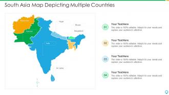 South asia map depicting multiple countries