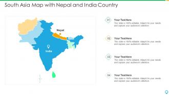 South asia map with nepal and india country
