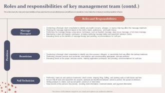 Spa Business Plan Roles And Responsibilities Of Key Management Team BP SS Ideas Idea