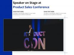 Speaker on stage at product sales conference