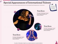 Special appearances of international talents artists ppt powerpoint presentation styles deck