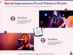 Special appearances of local talents at events glimpse ppt powerpoint presentation summary vector