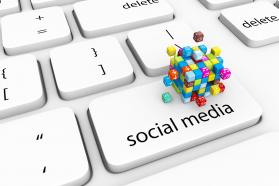 Special key for social media on keyboard stock photo