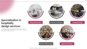 Specialization In Hospitality Design Services Interior Design Company Profile Ppt Rules
