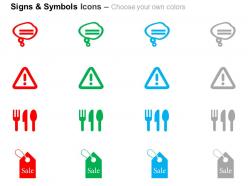 Speech bubble triangle cutlery sale ppt icons graphics