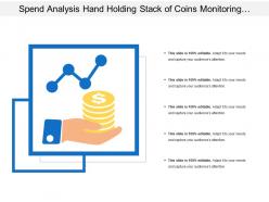 Spend analysis hand holding stack of coins monitoring compliance