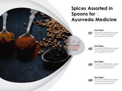 Spices assorted in spoons for ayurveda medicine