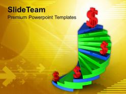 Spiral stairs with dollars business concept powerpoint templates ppt themes and graphics 0213