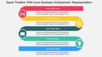 Spiral timeline with icons business achievement representation flat powerpoint design
