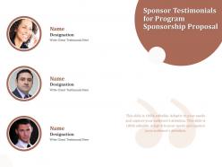 Sponsor testimonials for program sponsorship proposal ppt powerpoint presentation icon
