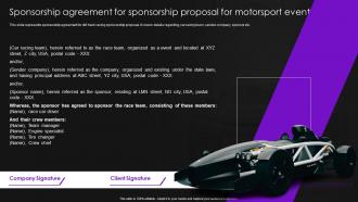 Sponsorship Agreement For Sponsorship Proposal For Motorsport Event Ppt Templates