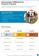 Sponsorship Fulfillment For Federal Proposal One Pager Sample Example Document