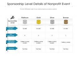 Sponsorship Level Details Of Nonprofit Event