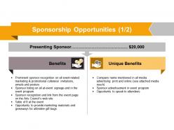 Sponsorship opportunities powerpoint slide designs download