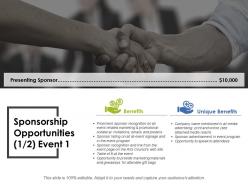 Sponsorship opportunities ppt layouts example file