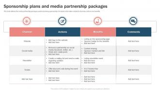 Sponsorship Plans And Media Partnership Packages