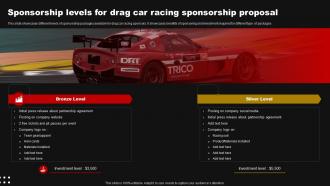 Sponsorship Proposal For Motorsport Racing Event Sponsorship Levels For Drag Car Racing