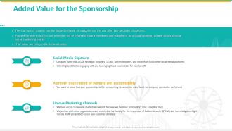 Sponsorship proposal letter added value for the sponsorship ppt slides example file