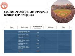 Sports development program details for proposal ppt powerpoint presentation information