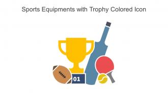 Sports Equipments With Trophy Colored Icon In Powerpoint Pptx Png And Editable Eps Format