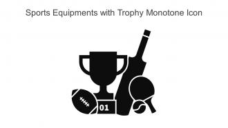 Sports Equipments With Trophy Monotone Icon In Powerpoint Pptx Png And Editable Eps Format
