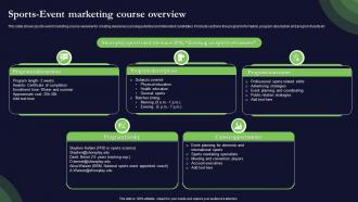 Sports Event Marketing Course Overview