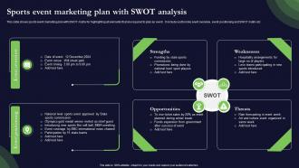 Sports Event Marketing Plan With SWOT Analysis