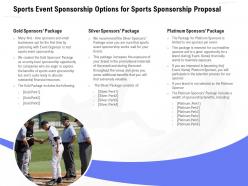 Sports event sponsorship options for sports sponsorship proposal ppt powerpoint model