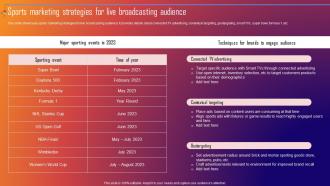 Sports Marketing Strategies For Live Broadcasting Improving Sporting Brand Recall Through Sports MKT SS V