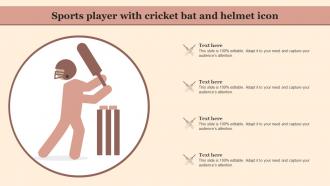 Sports Player With Cricket Bat And Helmet Icon